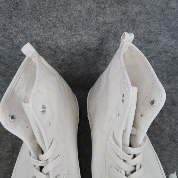 Old Navy Shoes Big Kids 5 Casual Sneakers High Top Canvas Lace Up White Trainers - Picture 3 of 11